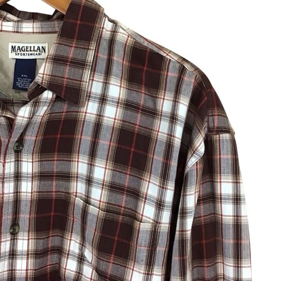 Magellan Sportswear Men's Brown Plaid Button Up Shirt XXL - Picture 3 of 10